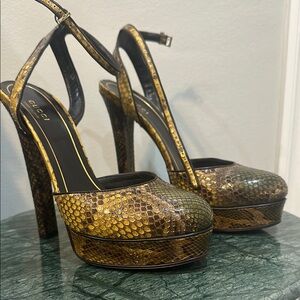 Gucci snake skin platform heels